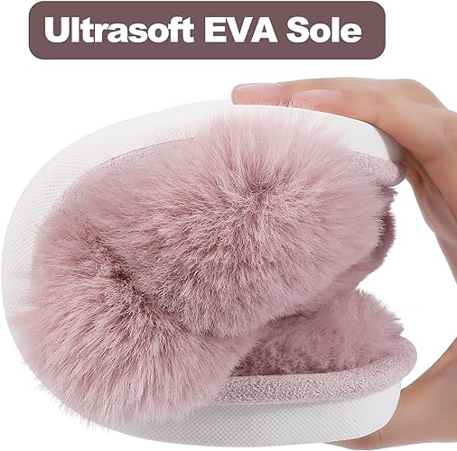 Women's Fuzzy Slippers, House Slippers, Open Toe Slippers Women's Fuzzy Slippers, House Slippers, Open Toe Slippers